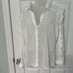 Express white sheer button down blouse. NWOT. Size L.